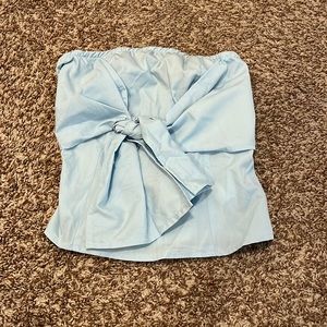 PLT baby blue strapless top